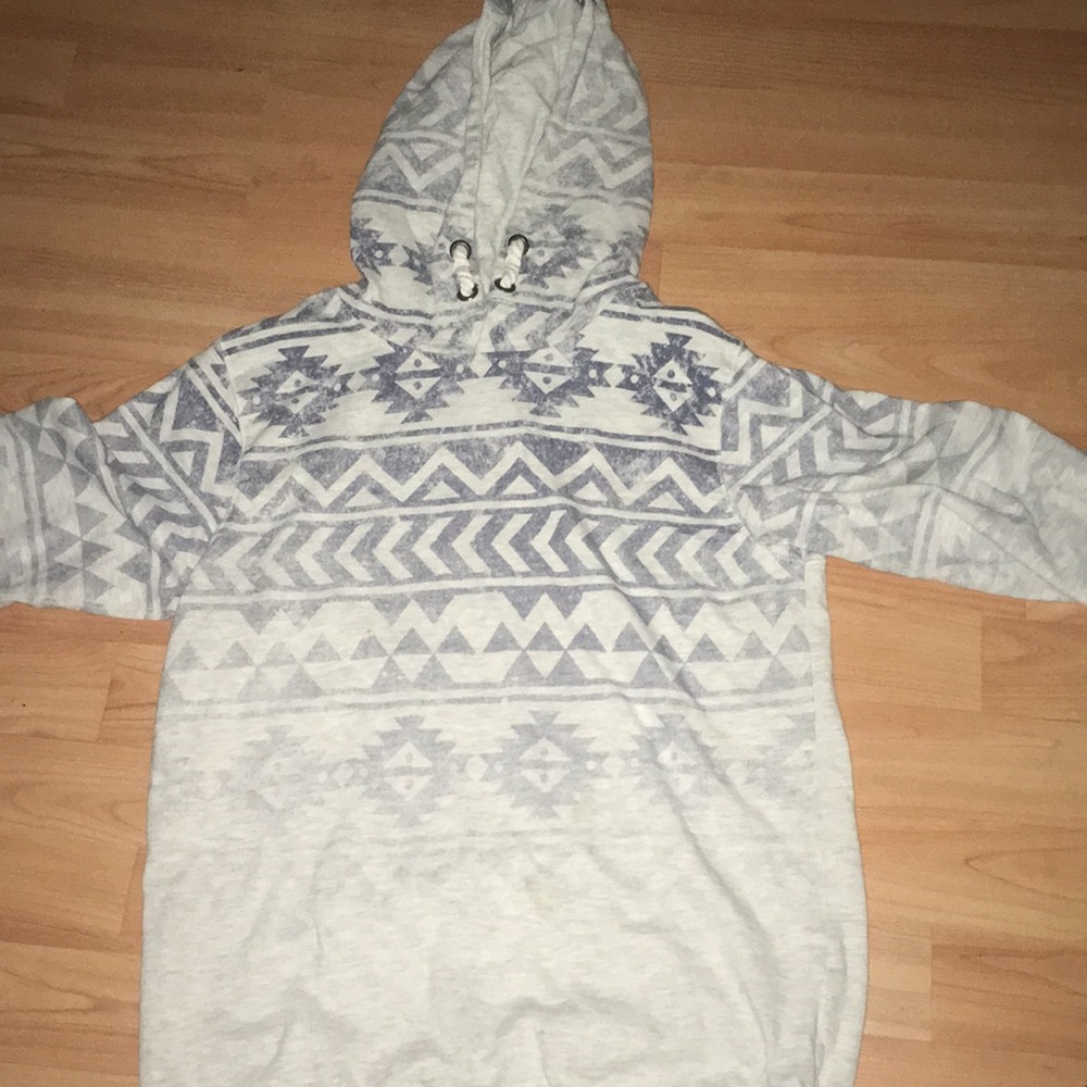 White and blue patterned hoodie
